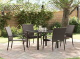 Garden Dining Set 5 pcs Brown Powder-Coated Steel 3379395