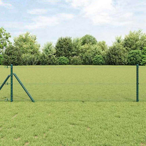 Fence with Posts Green 0.6 x 100 m PVC-coated steel 3352736