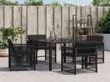 Garden Chairs with Cushions 4 pcs Black Poly Rattan 365035