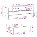 Daybed Sonoma oak Engineered wood 90 x 200 cm 3280820