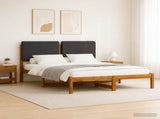 Bed Frame with Upholstered Headboard Natural and Dark Grey 903983