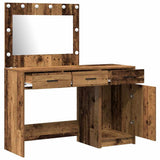 Dressing Table with Mirror Lights 2 pcs Brown Engineered wood 3334234