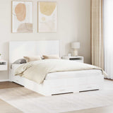 Bed Frame with Storage and Headboard White Engineered Wood 3414087