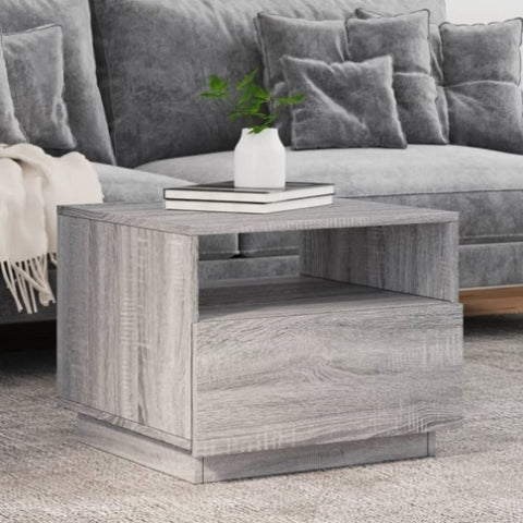 ZNTS Coffee Table with LED Lights Grey Sonoma 50x49x40 cm 839831