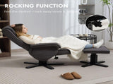 Rocker Swivel Recliner Chair with Footstool - Charcoal Grey Velvet T3398P341419