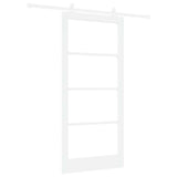 Sliding Door ORKDAL White 93 x 202 cm Solid Pine Wood and Glass 3332064