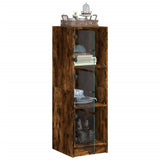 Highboard with Glass Doors Smoked Oak 35x37x109 cm 836389
