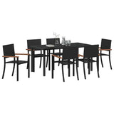 Garden Dining Set 7 pcs Black Powder-Coated Steel 3379419