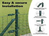Fence Post with Concrete Base 26 pcs Green Powder-Coated Steel 3350221