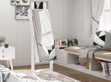 Jewelry Cabinet Standing Mirror Full Length Makeup Lockable Armoire Storage Organizer White T3398P344383