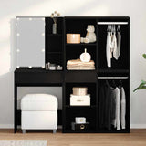 LED Dressing Table Set with Drawer Black Oak 140 x 40 x 140 cm 3333044