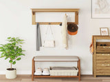 Coat Rack HILL Honey Brown 90 x 35 x 41.5 cm Solid Pine Wood 42025033