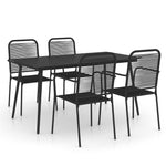 ZNTS 5 Piece Garden Dining Set Cotton Rope and Steel Black 3058279