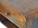 Solid Wood Mini Curve Floating Bedside, 1 Drawer and Open Slot, Dark Brown B2743P403546