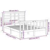 Bed Frame without Mattress White Solid Wood 120x190 cm Small Double 3105896