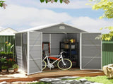 7.9ft x 6.2ft Aluminium Frame and Plastic Wall Shed, with Foundation - Light Grey T3398P315935