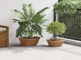 Planter Basket with Storage 2 pcs Brown Lacak Rattan 42020964