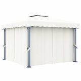 Gazebo with Curtain&LED String Lights 3x3 m Cream White 3070345