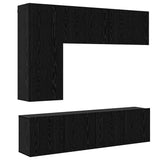 TV Wall Unit Wall-mounted 5 pcs Black Oak Engineered Wood 3402772