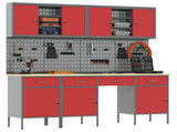 Work Cabinet with Drawer 10 pcs Red Engineered Wood and Steel 3321473