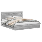 Storage Bed Grey Sonoma 200 x 200 cm Engineered Wood 3411877