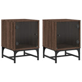 Bedside Cabinets with Glass Doors 2 pcs Brown Oak 35x37x50 cm 836531