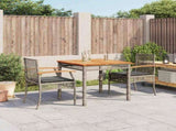 3 Piece Garden Dining Set with Cushions Grey Poly Rattan 3213569