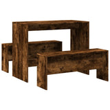 3 Piece Dining Table and Bench set Smoked Oak Engineered Wood 855535