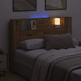 Storage Headboard with LED Artisan Oak Engineered Wood 3418668