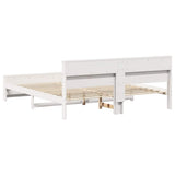 Bed Frame with Shelf White 180 x 200 cm Solid Pine Wood 3394217