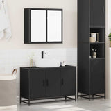 ZNTS 2 Piece Bathroom Furniture Set Black Engineered Wood 3300890