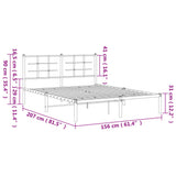 Metal Bed Frame without Mattress with Headboard Black 150x200cm 355563