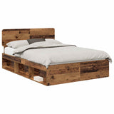 Bed Frame with Headboard Old Wood 160 x 200 cm Solid Pine Wood 3412058
