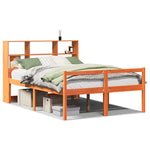 ZNTS Bookcase Bed without Mattress Wax Brown 150x200 cm King Size Solid Wood 3322035