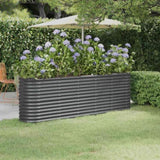 Garden Raised Bed Galvanised Steel 224x40x68 cm Anthracite 318901