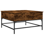 ZNTS Coffee Table Smoked Oak 80x80x45 cm Engineered Wood and Metal 845403