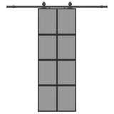 Sliding Door with Hardware Set Black 76x205 cm Tempered Glass 3375895