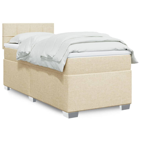 Box Spring Bed with Mattress Cream 100x200 cm Fabric 3285804