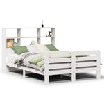 ZNTS Bed Frame without Mattress White 135x190 cm Double Solid Wood Pine 3309948