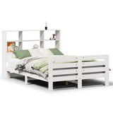 ZNTS Bed Frame without Mattress White 135x190 cm Double Solid Wood Pine 3309948