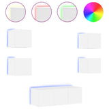 6 Piece TV Wall Units with LED White Engineered Wood 3216811