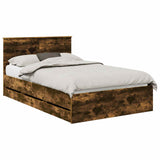 Bed Frame with Drawer Smoked Oak 120 x 190 cm Engineer Wood 3410732