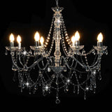 Chandelier with Beads Silver 8 x E14 Bulbs 281606