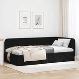 Corner Bed Frame with Headboard Black 100 x 200 cm Fabric 42016505
