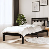 3100583 Bed Frame without Mattress Black Solid Wood 100x200 cm