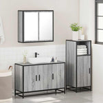 ZNTS 3 Piece Bathroom Furniture Set Grey Sonoma Engineered Wood 3300953