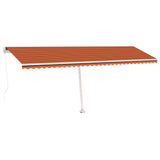 Manual Retractable Awning with LED 600x300 cm Orange and Brown 3069605
