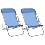 Folding Beach Chairs 2 pcs Blue Textilene&Powder-coated Steel 360187