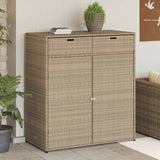 Garden Storage Cabinet Beige 105x55x113 cm Poly Rattan 365566