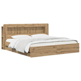 Bed Frame with Storage and Headboard Artisan Oak 180 x 200 cm 3445832